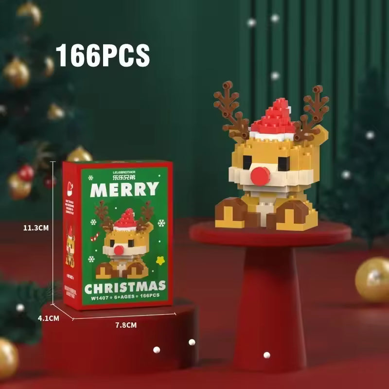 MerryBricks Yılbaşı Köyü Mikro Blok Seti – 12 Farklı Figür, Aile & Çift Aktivitesi
