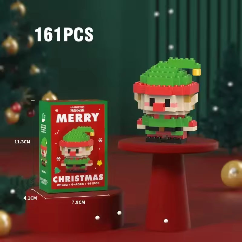 MerryBricks Yılbaşı Köyü Mikro Blok Seti – 12 Farklı Figür, Aile & Çift Aktivitesi