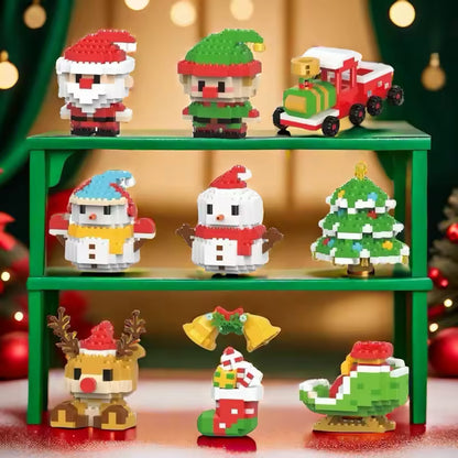 MerryBricks Yılbaşı Köyü Mikro Blok Seti – 12 Farklı Figür, Aile & Çift Aktivitesi